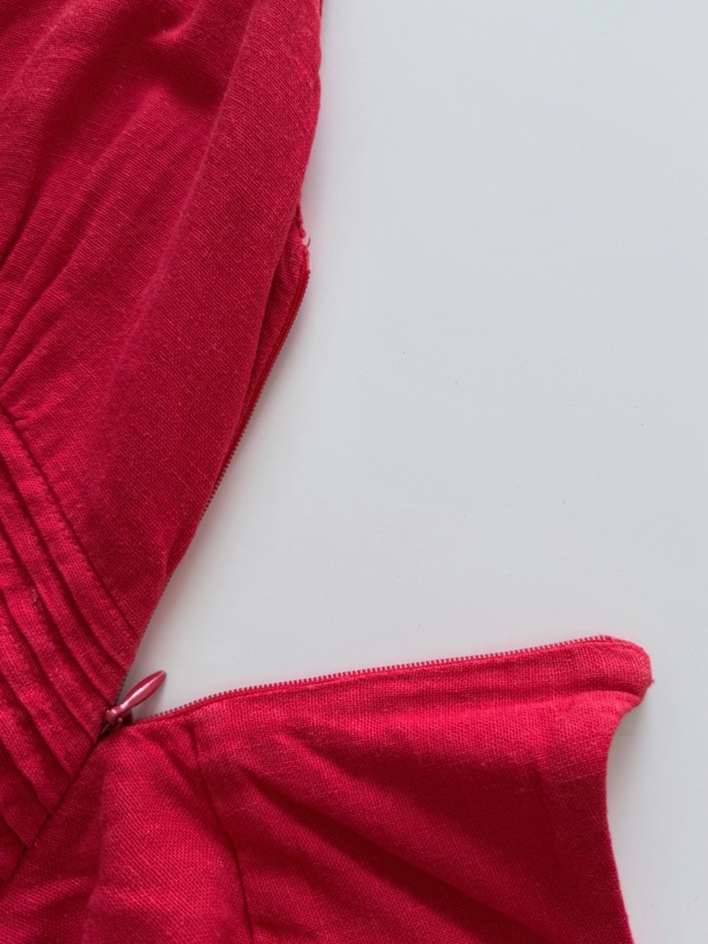 ZARA Red Linen Blend Midi Dress Button Front Slit Strappy Size XS Summer - Picture 9 of 16
